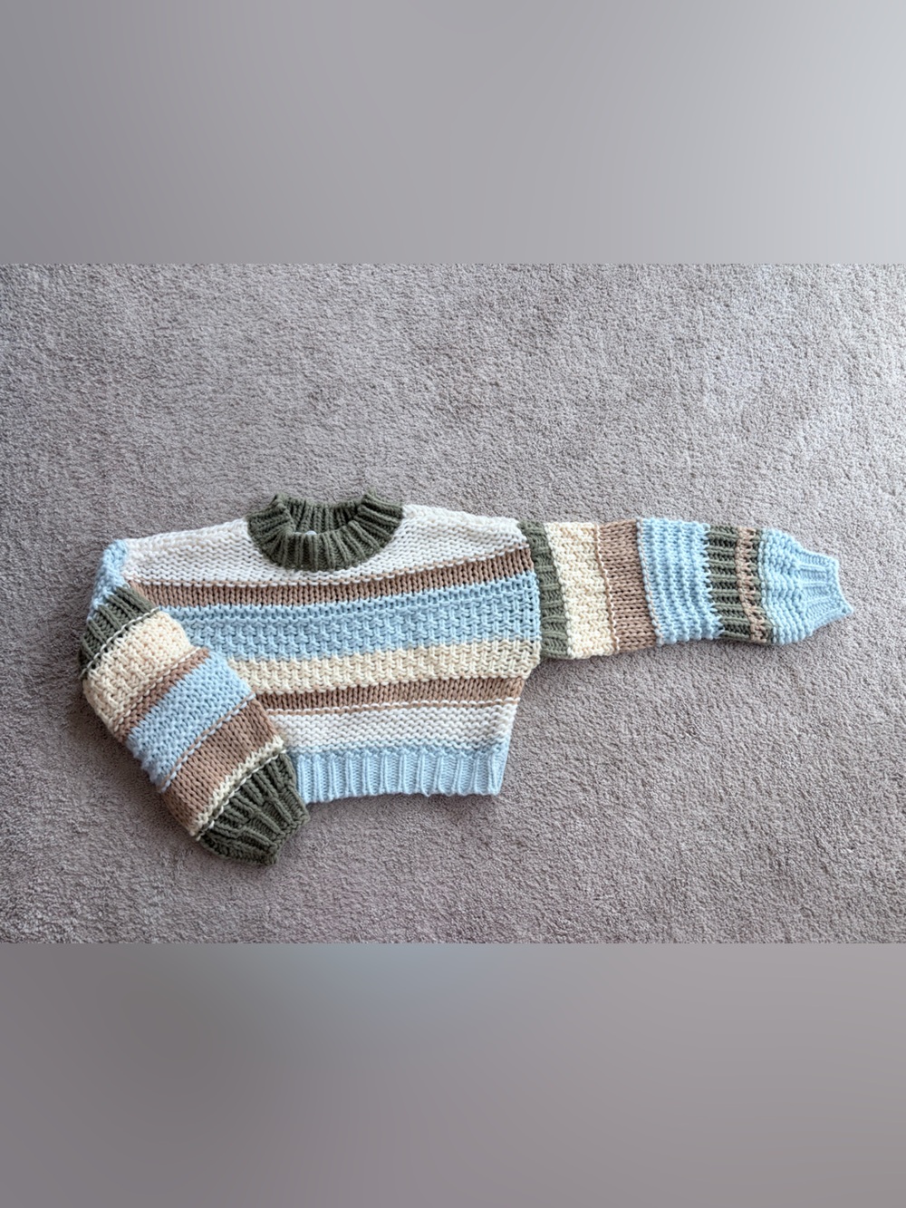 emory park Striped Crewneck Sweater in Sage, Light Blue, Cream, Tan